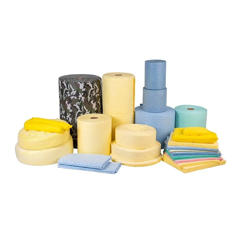 chemical spill absorbent pads socks rolls