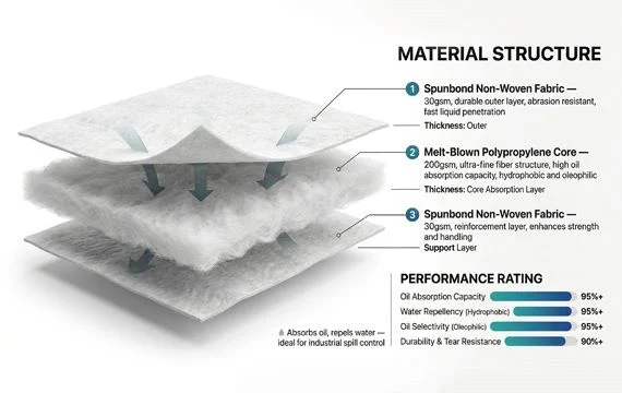 oil absorbent pad detail