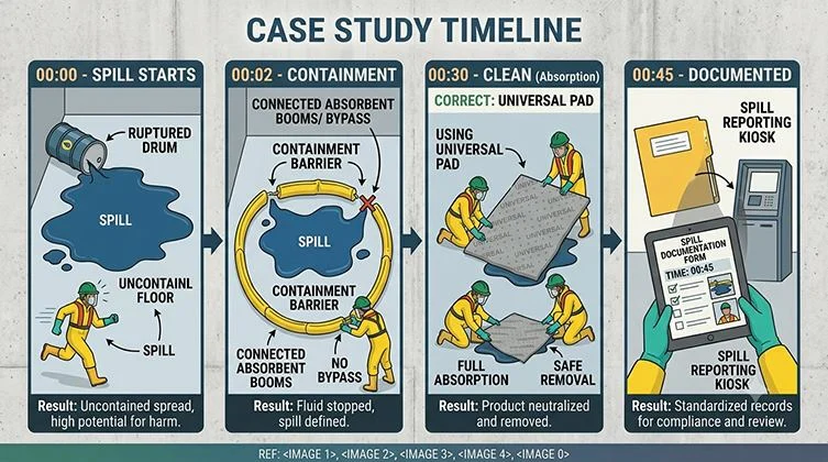 spill starts containment clean documented