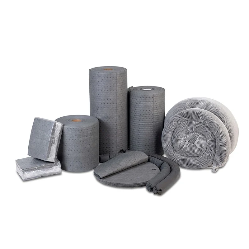universal spill absorbent pads socks rolls pillows